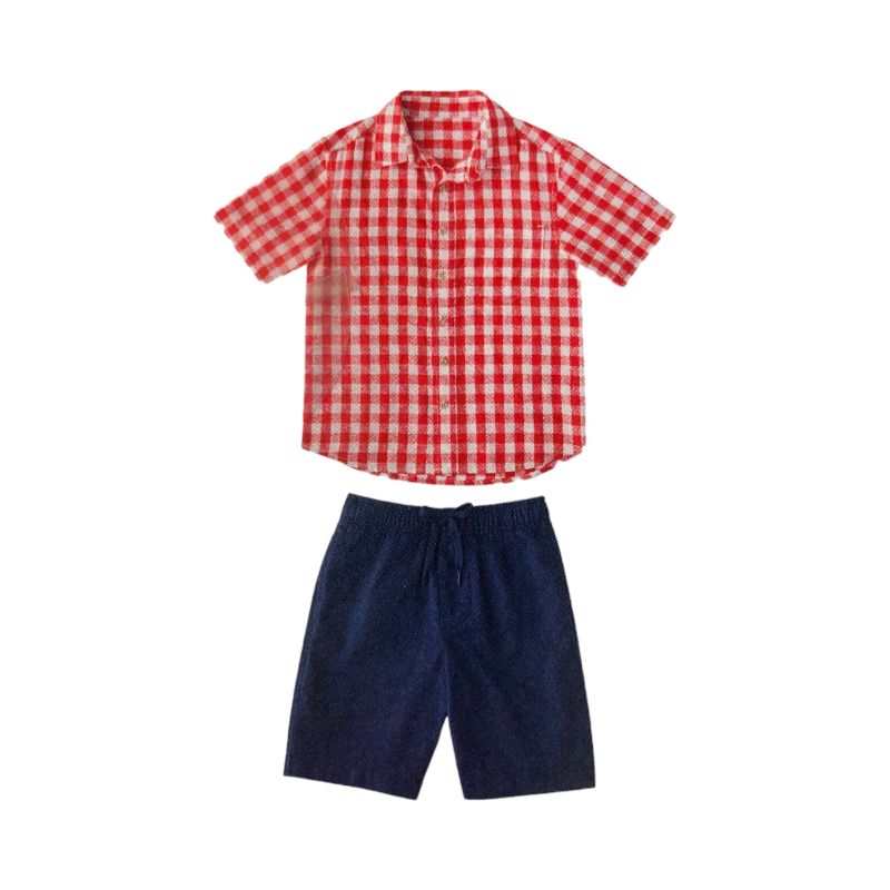 Photo 1 of Member's Mark Boy's 2 Piece Button Short Sleeve Shirt Drawstring Short SetPACKOF 