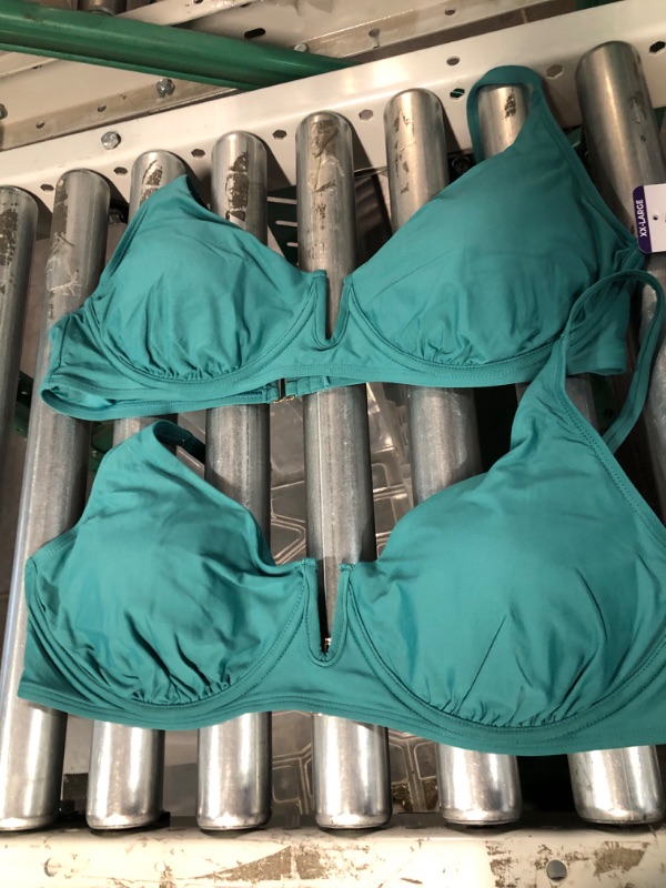 Photo 3 of  Anne Cole Ladies Swim V-Wire Bikini Top - 2 TEAL: XXL
