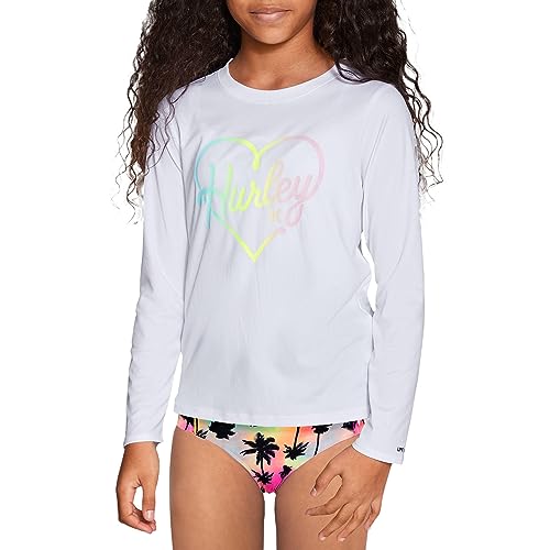 Photo 1 of Hurley Girls' Long Sleeve Dri-Fit UPF 50+ Shirt ( SIZE: 5/6, White) (2)
