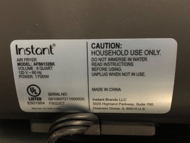 Photo 1 of **SEE NOTES**  Instant Vortex Plus 6-Quart Air Fryer Oven