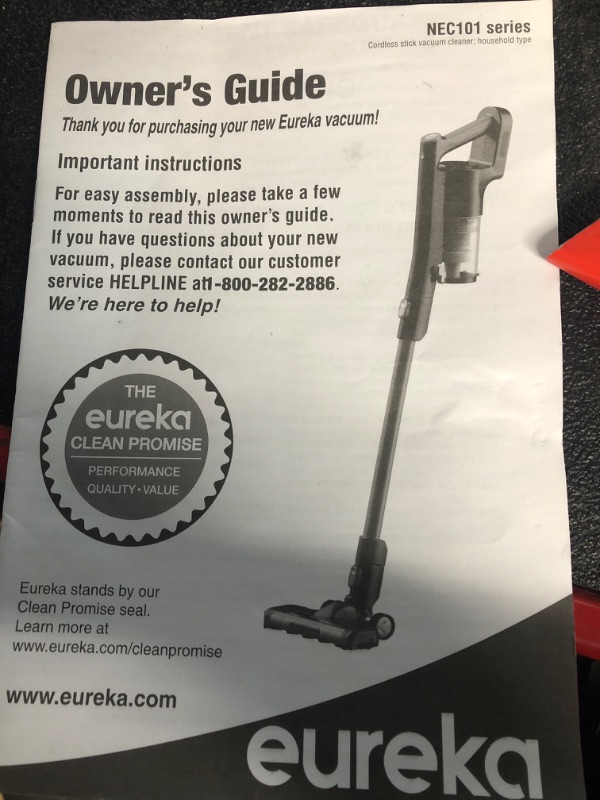 Photo 8 of **PARTS ONLY, NON-FUNCTIONAL** - Eureka Handheld Portable Cordless Stick Vacuum Cleaner - RED