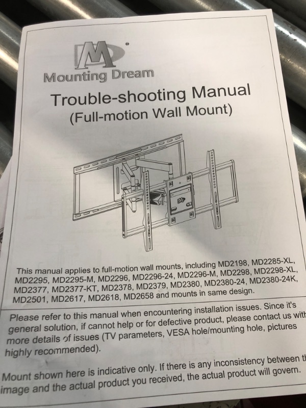 Photo 2 of PREVIOUSLY OWNED-  Mounting Dream TV Wall Mount TV Bracket for Most 42-90 Inch TV