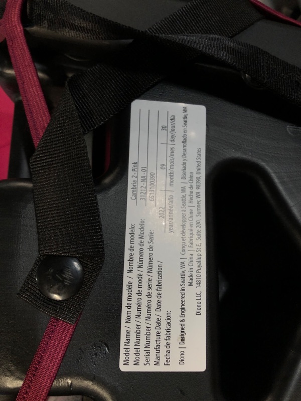 Photo 4 of Diono Cambria 2 XL, Dual Latch Connectors, 2-in-1 Belt Positioning Booster Seat, High-Back to Backless Booster with Space and Room to Grow, 8 Years 1 Booster Seat, Pink 2020 Pink