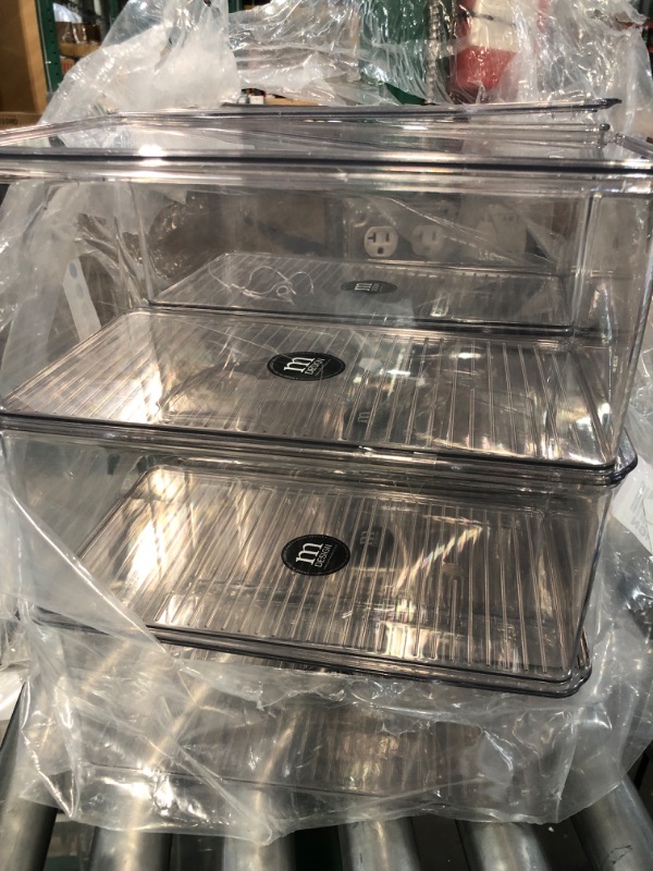 Photo 2 of *DAMAGE* mDesign Plastic Stackable Storage Organizer Boxes with Lid-Clear 12.75 x 7.25 x 5