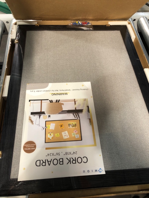 Photo 1 of Cork Board Notice Board, 24" X 18“ Decorative Hanging Pin Board - 50 Push Pins Included