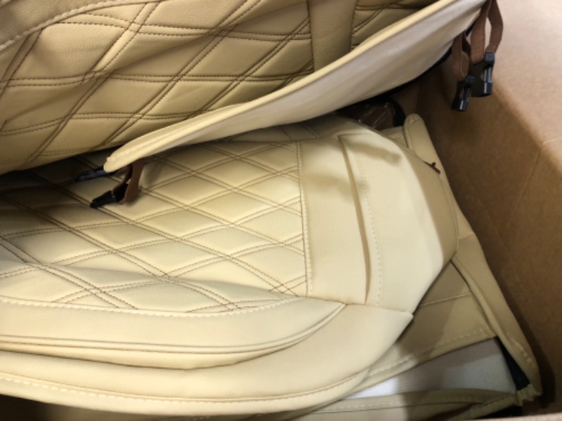 Photo 3 of **SEE NOTES** Car Seat Covers Accessories 2 Piece Front Premium Nappa Leather Cushion Protector-- PAIR TAN