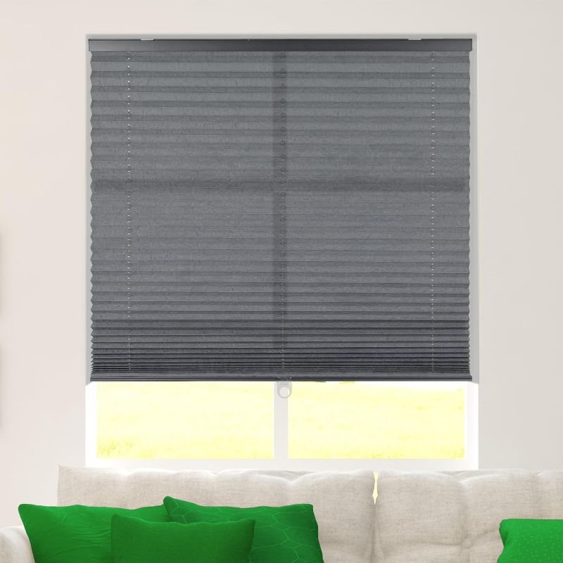 Photo 1 of **SEE NOTES** Pleated Fabric Window Shade GRAY 