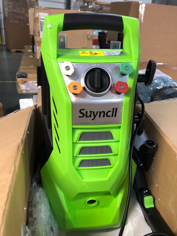 Photo 2 of **FOR PARTS OR REPAIR**
Suyncll Electric Pressure Washer - 2.2GPM Power Washers Electric Powered with Hose Reel, 5 Quick Connect Nozzles1800W(Blue) Blue+Black
