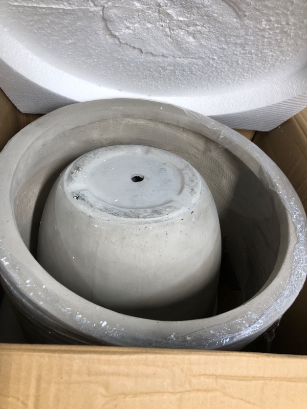 Photo 2 of **damaged**Kante 18", 14", and 10" W Weathered Concrete Round Planters (Set of 3),