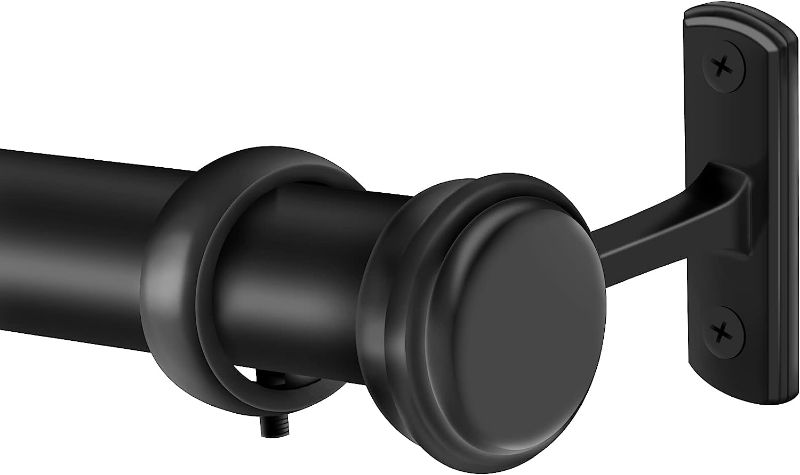 Photo 1 of 1 Inch Curtain Rods for Windows 144 to 168, Black Curtain Rod, Hanging Curtain Rod with Brackets