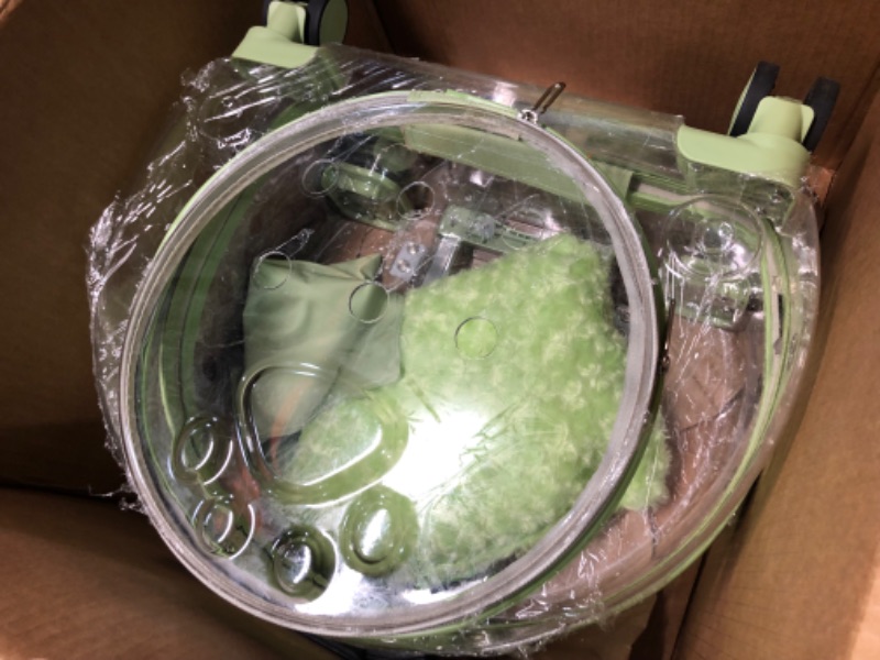 Photo 2 of *USED* TripleHare Transparent & Fully Breathable Pet Carrier Backpack with Trolley Wheels (Green)