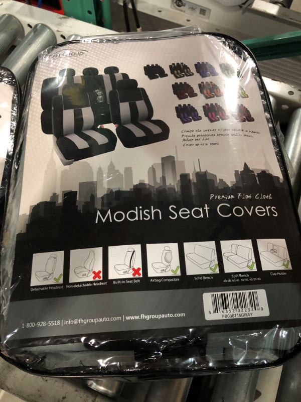 Photo 4 of FH Group Car Seat Covers Full Set Gray Cloth, Van Black