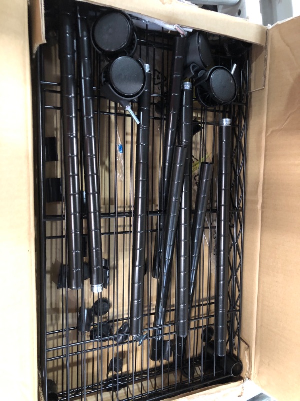 Photo 2 of *USED* MISSING PIECES* AmazonBasics 3-Shelf Heavy Duty Shelving Storage Unit on 2" Wheel Casters, Black (23.2L x 13.4W x 32.75H) & 3-Shelf Adjustable