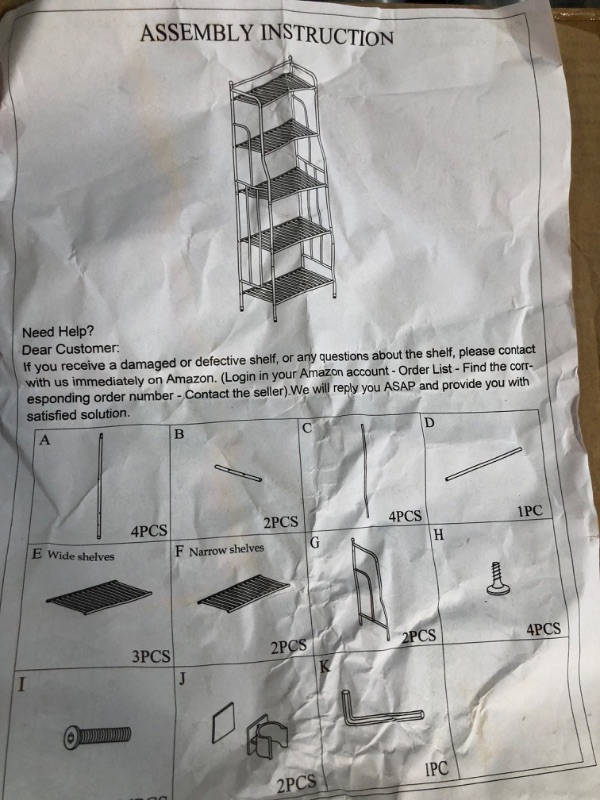 Photo 2 of [FOR PARTS]
GHQME 5 Tier Metal Standing Shelf Space Saver