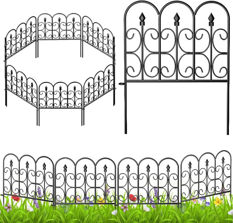 Photo 1 of *STOCK PHOTO REFERENCE ONLY*** INCH ROMANTIC FOLDING FENCE BLA18CK-POWDER-COATED FINISH LINKING FENCE SECTIONS 10 FT X 18 INCH H