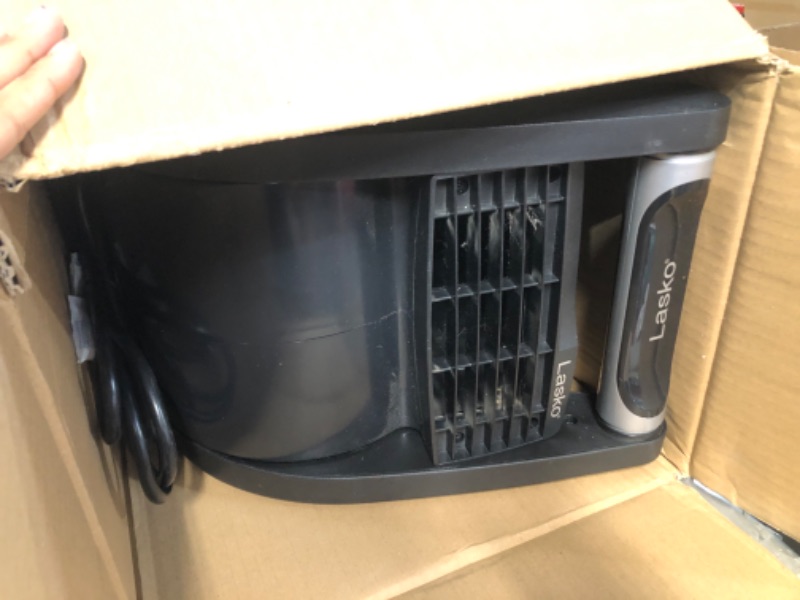 Photo 3 of **MAKE MINIOR NOISE BUT BLOWS GOOD AIR** Lasko High Velocity Pro-Performance Pivoting Utility Fan for Cooling, Ventilating, Exhausting and Drying at Home, Job Site and Work Shop, Black Grey U15617 14.5