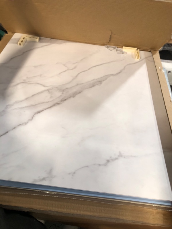 Photo 2 of (PLASTIC)*STOCK PHOTO REFERENCE ONLY** Creative Home Natural Stone White Marble 12” Square Cheese Board, Pastry Board, Cutting Board Off_White