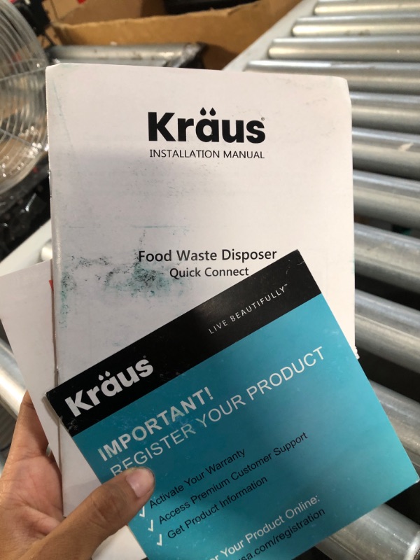 Photo 2 of **PARTS ONLY, CRACKED HOUSING** Kraus KWD100-100MBL WasteGuard 1 HP Continuous Feed Garbage Disposal with Ultra-Quiet Motor, 16 1/2 inch, Black