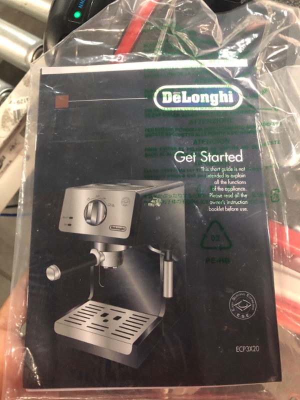 Photo 2 of *NOT TESTED**
Delonghi ECP3620 15 Bar 3-in-1 Filter Holder Espresso Cappuccino Machine, Silver (Refurbished)