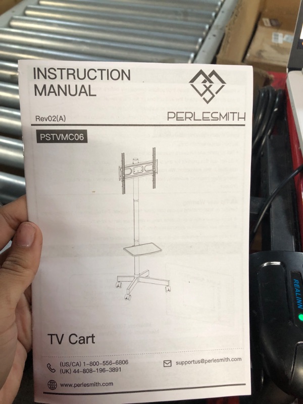 Photo 2 of PERLESMITH Mobile TV Stand for 23-60 Inch LCD LED Flat/Curved Panel Screen TVs, Tilt TV Cart Max VESA 400x400 Portable TV Stand with Laptop Shelf Rolling Floor TV Stand Holds up to 88Lbs (PSTVMC06)