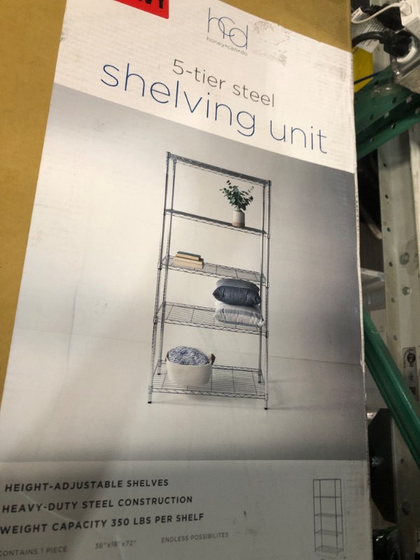 Photo 2 of (USED) Honey-Can-Do 5-Tier Adjustable Shelving Unit 350-lb Weight Capacity Per Shelf, Chrome