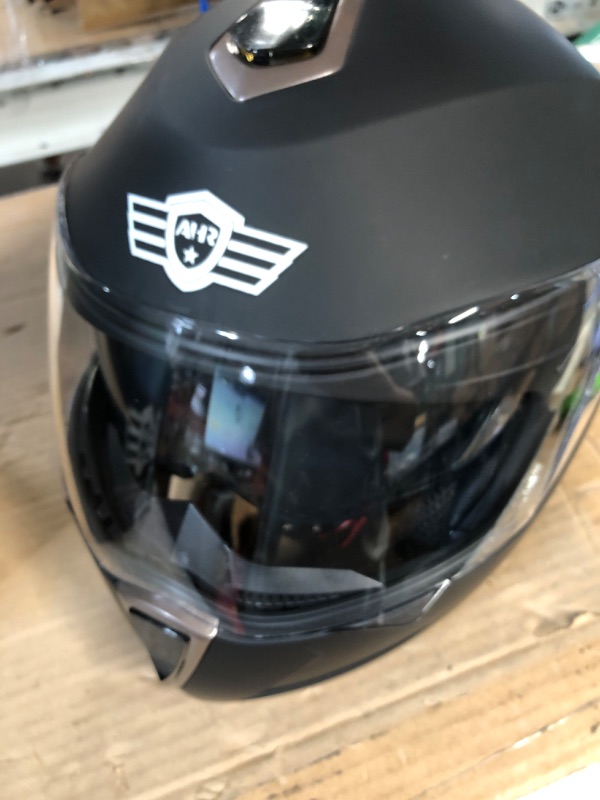 Photo 2 of AHR Motorcycle Full Face Helmet Medium Matte Black