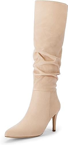 Photo 1 of Womens Knee High Boots Pointed Toe Apricot