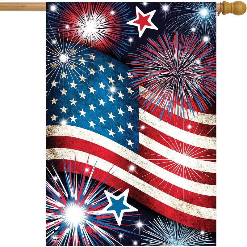 Photo 1 of  4th of July House Flag 28 x 40 Inch, Memorial Independence Day 