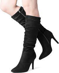 Photo 1 of * USED * 
Women Suede Knee High Boots Pointed Toe Stiletto Boot Slouchy Zipper High Heel Boots