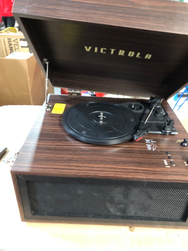 Photo 2 of * NONFUNCTIONAL * 
Victrola VTA-75-ESP Liberty 5-in-1 Turntable Music EntertainmentCenter with Bluetooth Wireless FM Radio USB Recorder Wood (Espresso)