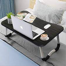 Photo 1 of Laptop Desk Laptop Bed Tray Table Large Foldable Laptop Notebook Stand Desk with Ipad and Cup Holder Perfect for Breakfast, Reading, Working,Watching Movie on Bed/Couch/Sofa (Black Stripe)