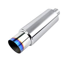 Photo 1 of  Exhaust Muffler, Stainless Steel Exhaust Tip, Universal 18.5" Length (Burnt, 3'' Inlet 4'' Outlet)