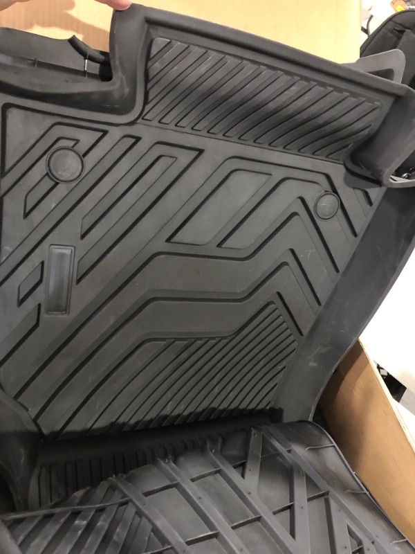 Photo 5 of BASENOR Tesla Model Y Rear Trunk Mat with Backrest Mats TPE Waterproof All-Weather Protect Cargo Liner for 7 Seat Model Y 2020 2021 2022 2023 7 Seater Trunk Mat