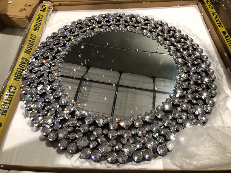 Photo 4 of ***DAMAGED - SEE NOTES*** SHYFOY 34 inch Round Mirror With Crystal Accent
