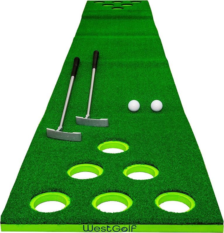 Photo 1 of *SEE NOTES* West Golf: Complete Golf Game | Golf Mat | The Ultimate Portable Golf Pong Putting Game Set Includes 2 Putters, 2 Balls, 12 Hole Covers