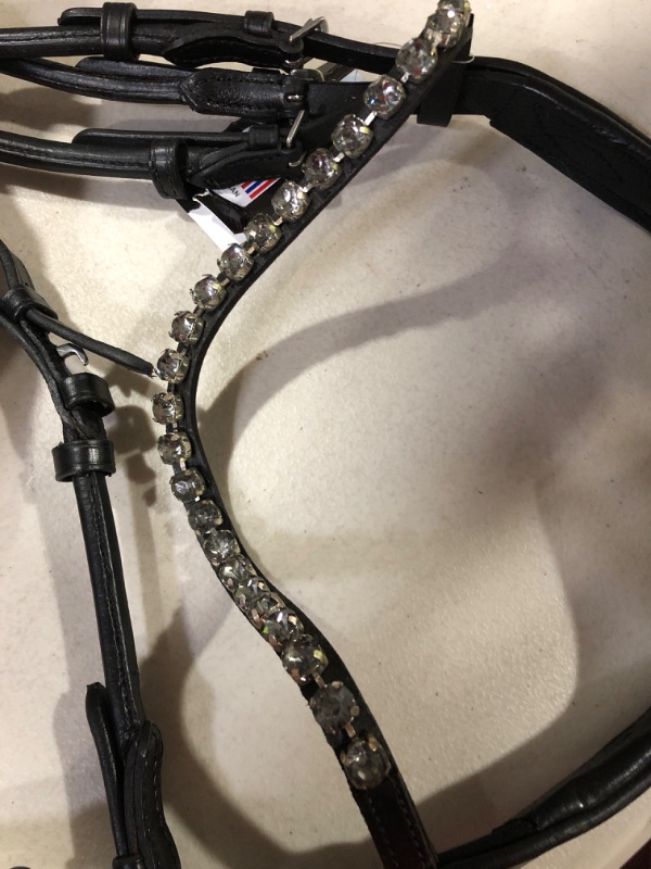 Photo 3 of *SEE NOTES* HORZE Clermont Ergonomic Padded Genuine Leather Snaffle Bridle for Horses | Flash Noseband Included Black Cob