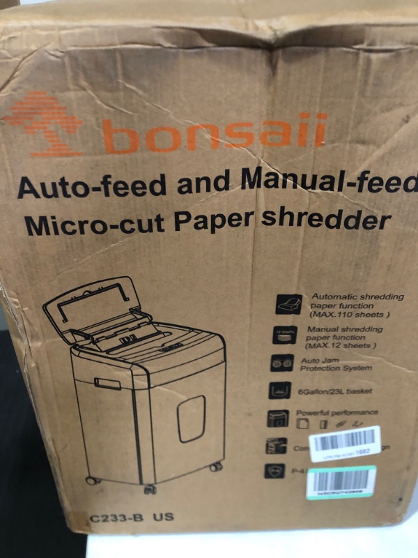 Photo 5 of Bonsaii C233-B 110-Sheet Autofeed Shredder **NOT TESTED** ***LOOKS BRAND NEW***