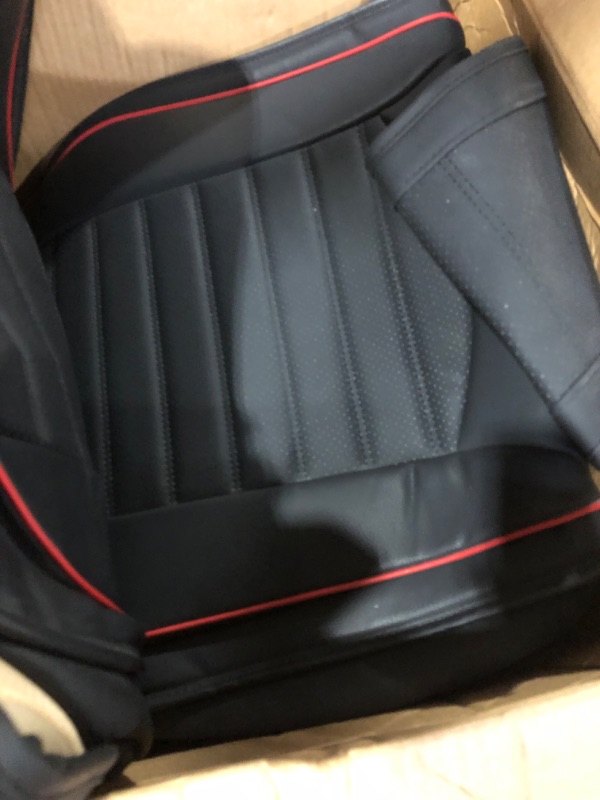 Photo 3 of *USED/SEE NOTES* CAR PASS Universal FIT Piping Leather Two Front Seat Covers, . (Black red)
