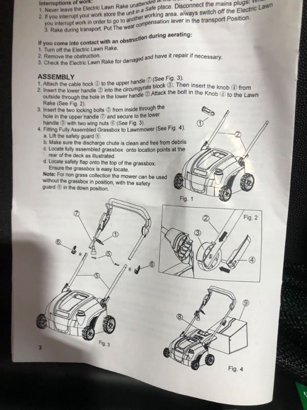 Photo 5 of **SEE NOTES**
ApolloSmart 2 in 1 Walk Behind Scarifier, Lawn Dethatcher Raker Corded Electric 120V 12-Amp 15-Inch Rake Path with Collection Bag for Yard, Lawn, Garden Care, Landscaping**** SEE NOTES 