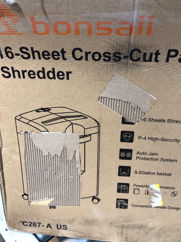 Photo 2 of Bonsaii 16 Sheet Paper Shredder for Office, 60-Minute Cross-Cut Heavy Duty Shredders Also Shreds CDs/Credit Card