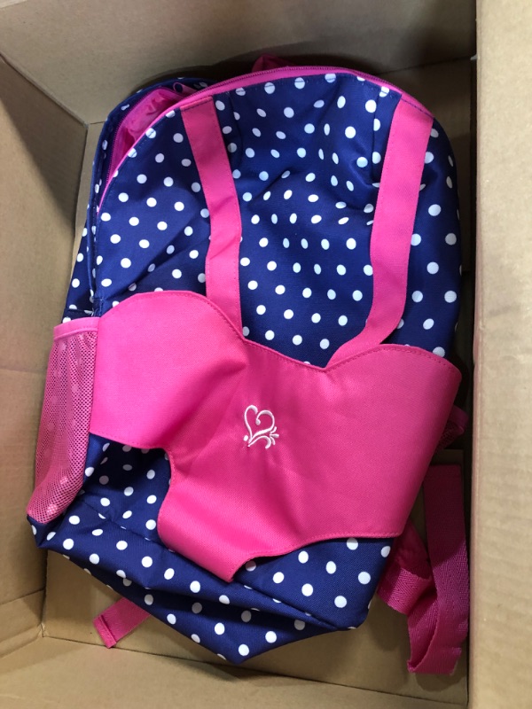 Photo 1 of Sophia's Polka Dot Backpack Carrier to fit 15'' & 18'' Dolls, Navy