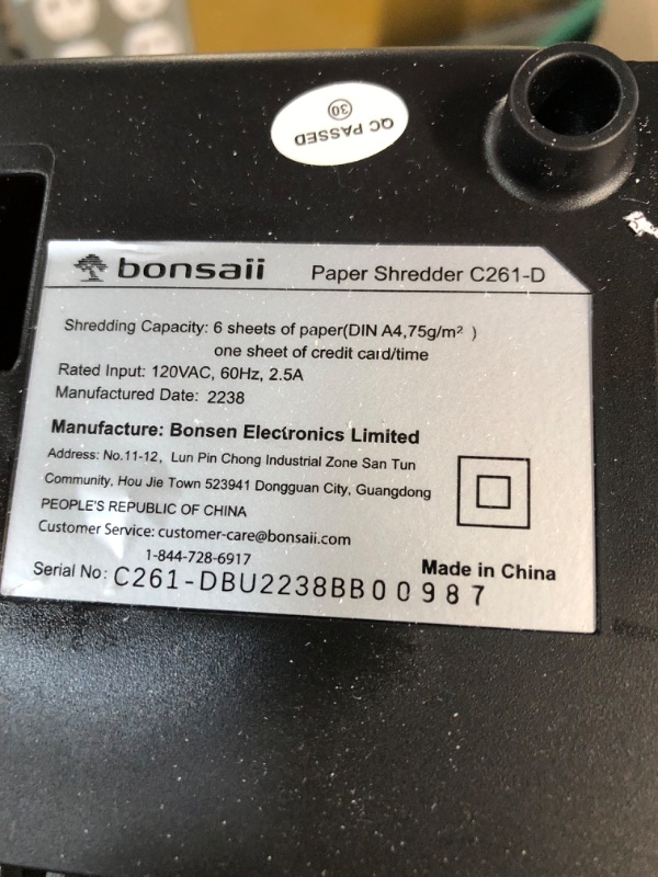 Photo 4 of Bonsaii 6-Sheet Micro-Cut Paper Shredder, 4.2 Gal Home Office Small Shredders for Credit Card, Staples, Clips, with Portable Handle & Transparent Window(C261-D) Microcut