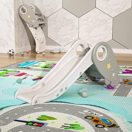 Photo 1 of Kids Slide for Toddlers Age 1-3 Plastic Folding Indoor Freestanding Slide Easy Assemble Children Climber Playset Toy Rocket White