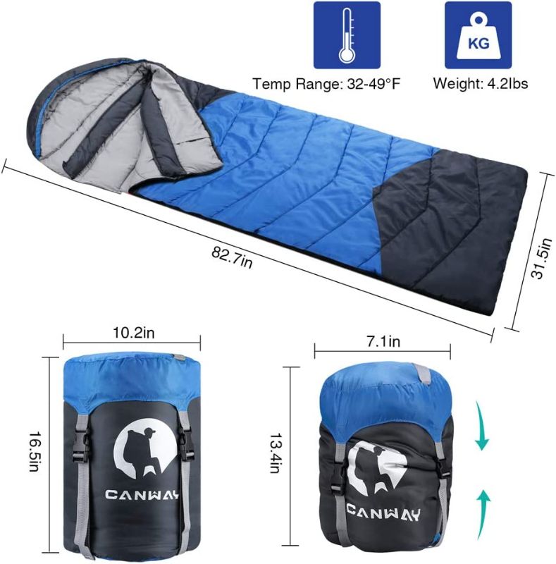 Photo 1 of *read notes* CANWAY Sleeping Bag with Compression Sack, Lightweight and Waterproof for Warm & Cold Weather