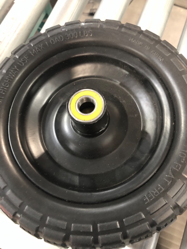 Photo 2 of 10‘’ Replacement Tire for Gorilla Cart - Solid Polyurethane Flat-Free Tire and Wheel Assembly - 3” Wide Tires with 5/8 Axle Borehole and 2.1” Hub 10" Wheels- 3 Pack