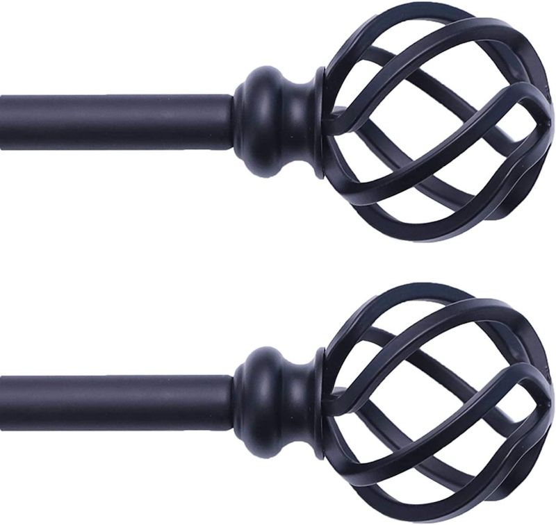 Photo 1 of **SEE NOTES** QITERI Curtain Rod 38"-72" for windows 2 Pack with Twisting Cage Finials