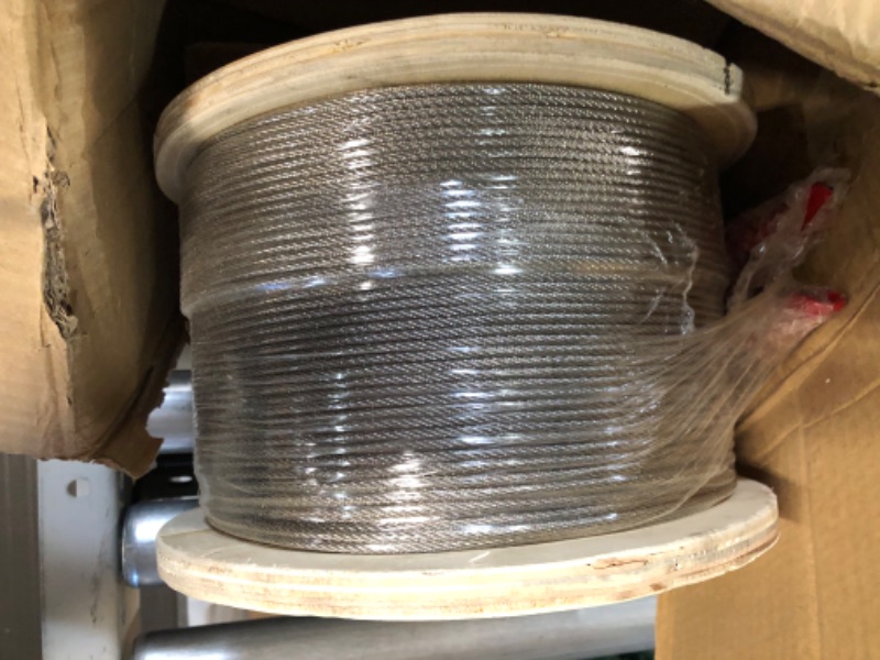 Photo 2 of 1200FT 1/8" T316 Stainless Steel Cable, 1/8 Inch Wire Rope Aircraft Cable for Deck Cable Railing Kit, 7 x 7 Strands Construction, DIY Balustrades, Come with a Cutter 1/8" 7x7 1200FT Stainless Steel 1