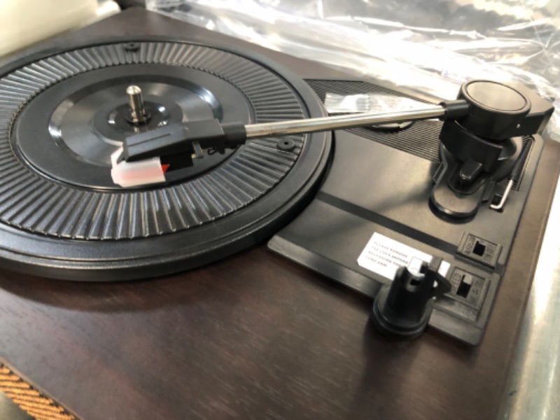 Photo 4 of Vinyl Record Player Turntable with Built-in Bluetooth Receiver & 2 Stereo Speakers, 3 Speed 3 Size