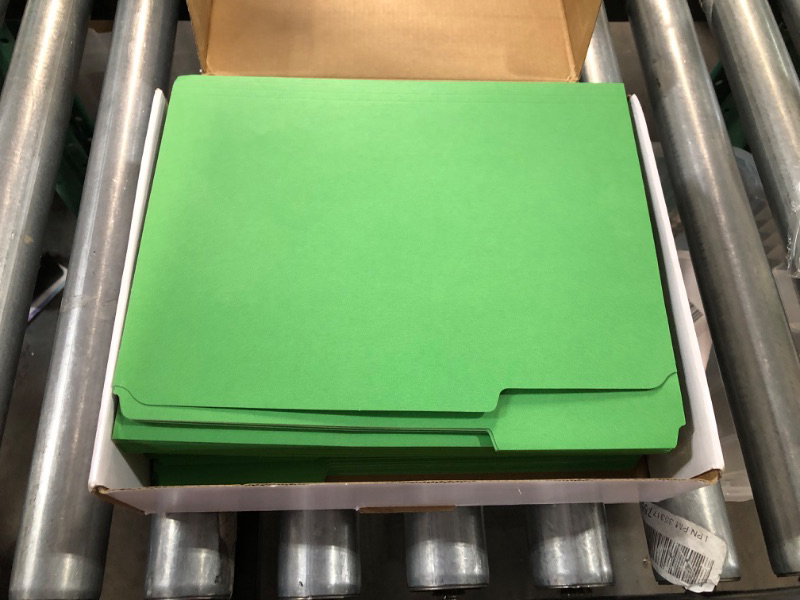 Photo 2 of Green Fastener File Folders - 1/3 Cut Reinforced Tab, 50 Pack