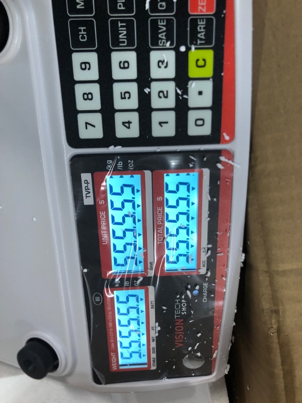 Photo 2 of VisionTechShop TVP-60P Price Computing Scale with Pole Display, Lb/Oz/Kg Switchable, 60lb Capacity, 0.01lb Readability, NTEP Legal for Trade COC #19-038 Pole Type 06. TVP-60LB-Pole